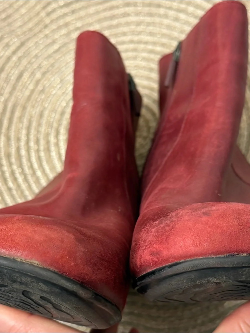 Dansko Dark Cherry Red Leather Ankle Booties Buckle Heeled Comfort Boots EU 40